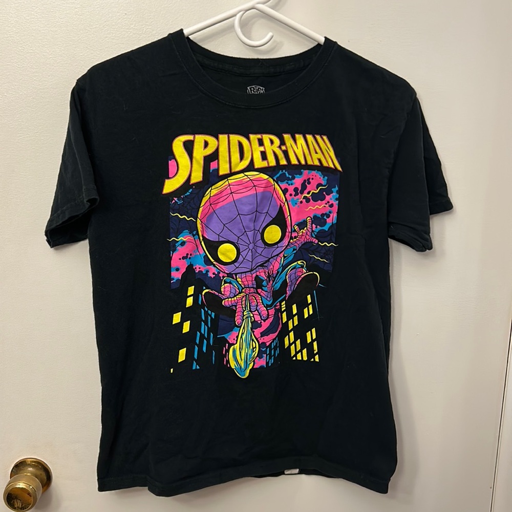 Pop T-shirt Marvel Spider-Man/Neon Size XL ~18” pit to pit
